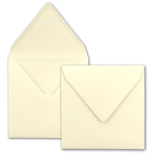 Quadratische Brief-Umschläge ohne Fenster in Vanille - Creme - 100 Stück - 15,5 x 15,5 cm - Nassklebung - Für Hochzeits-Karten, Einladungskarten und mehr - Serie FarbenFroh®