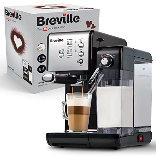 Breville PrimaLatte II Kaffee- und Espressomaschine VFC108X-01, 19 bar, für Kaffeepulver oder Pads geeignet, Integrierter automatischer Milchschäumer, schwarz/silber