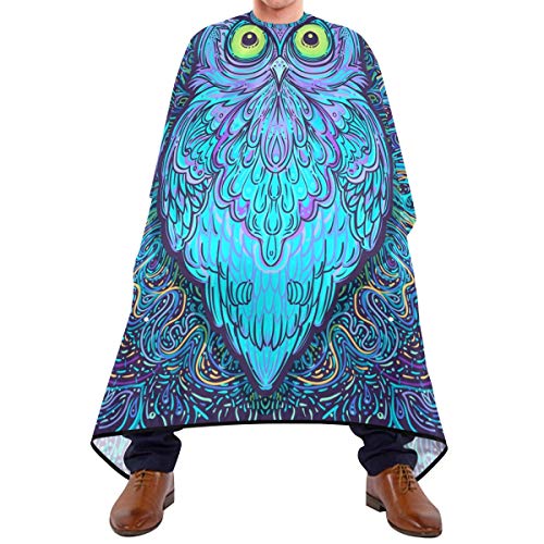 Shaving Beard Hairdressing Haircut Capes - Cute Abstrakt Owl Professional Waterproof with Snap Closure Adjustable Hook Unisex Hair Cutting Cape
