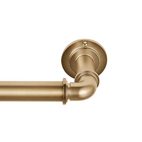 MODE Industrielle Raumverdunkelungs-Kollektion, 3.8 cm Durchmesser, industrielle Gardinenstangen-Set mit Stahl, zur Wandmontage, passend für Fenster von 182.9 cm bis 365.8 cm, warmes Gold