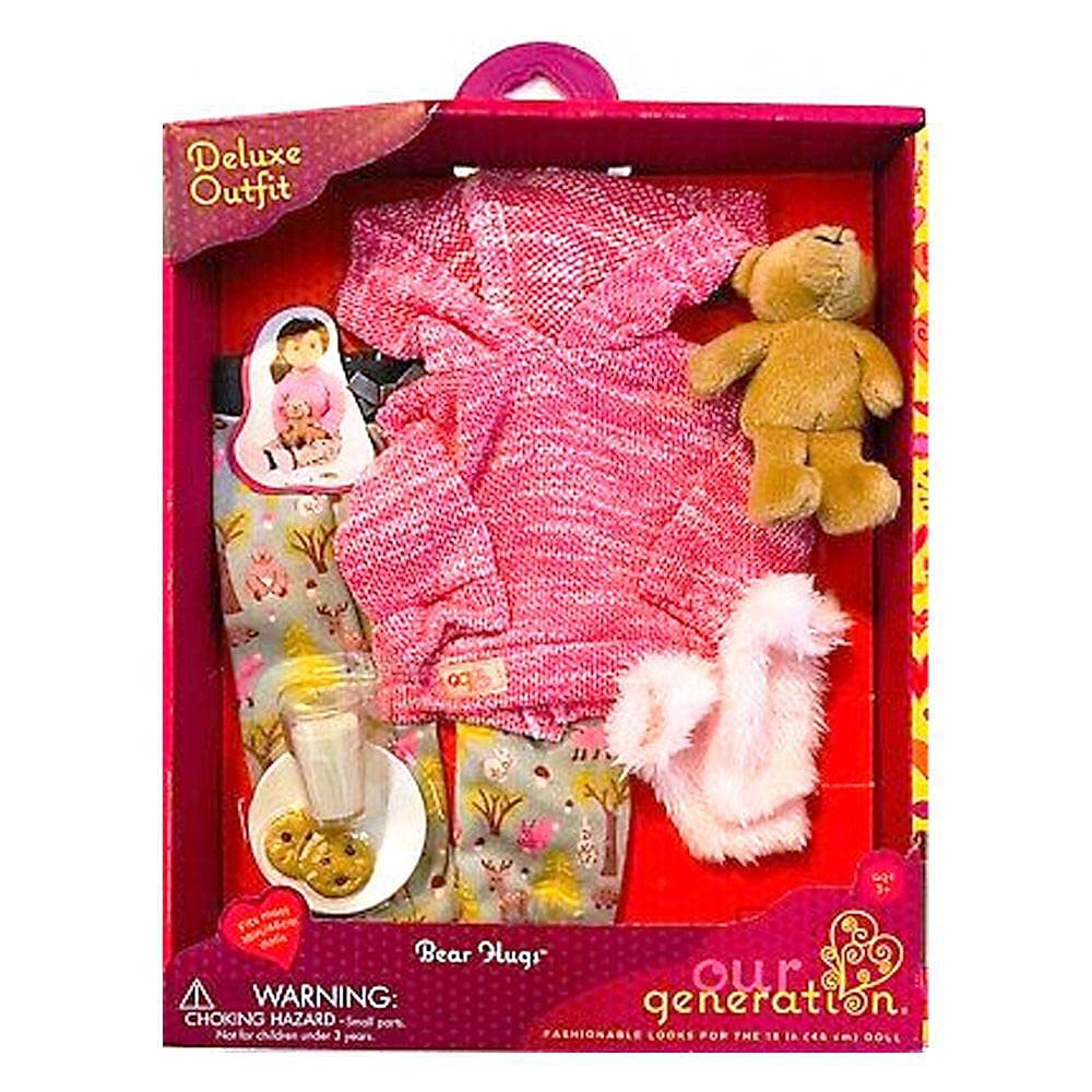 Our Generation – 46 cm Puppenkleidung – Kapuzenpulli & Flauschige Socken – Pyjama Outfit – Puppen separat erhältlich – Spielzeug für Kinder ab 3 Jahren – Bärenstark