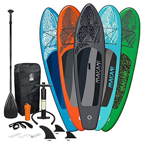 ECD Germany Aufblasbares Stand Up Paddle Board Set Makani Türkis, 320x80x15 cm, aus PVC, bis 150kg, Alu-Paddel, Komplettes Zubehör, SUP Board Paddling Board Paddelboard Surfboard Surfbrett Paddelbrett