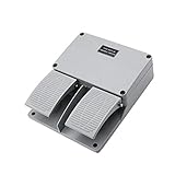 REFURBISHHOUSE Fussschalter Ydt1-16 Aluminium Schale Grau Doppel Pedal Schalter Werkzeug Maschinen Zubehoer Schalter