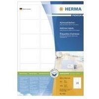 HERMA Premium - Permanent selbstklebende, matte laminierte Adressetiketten aus Papier - weiß - 63,5 x 46,6 mm - 1800 Etikett(en) (100 Bogen x 18) (4265)