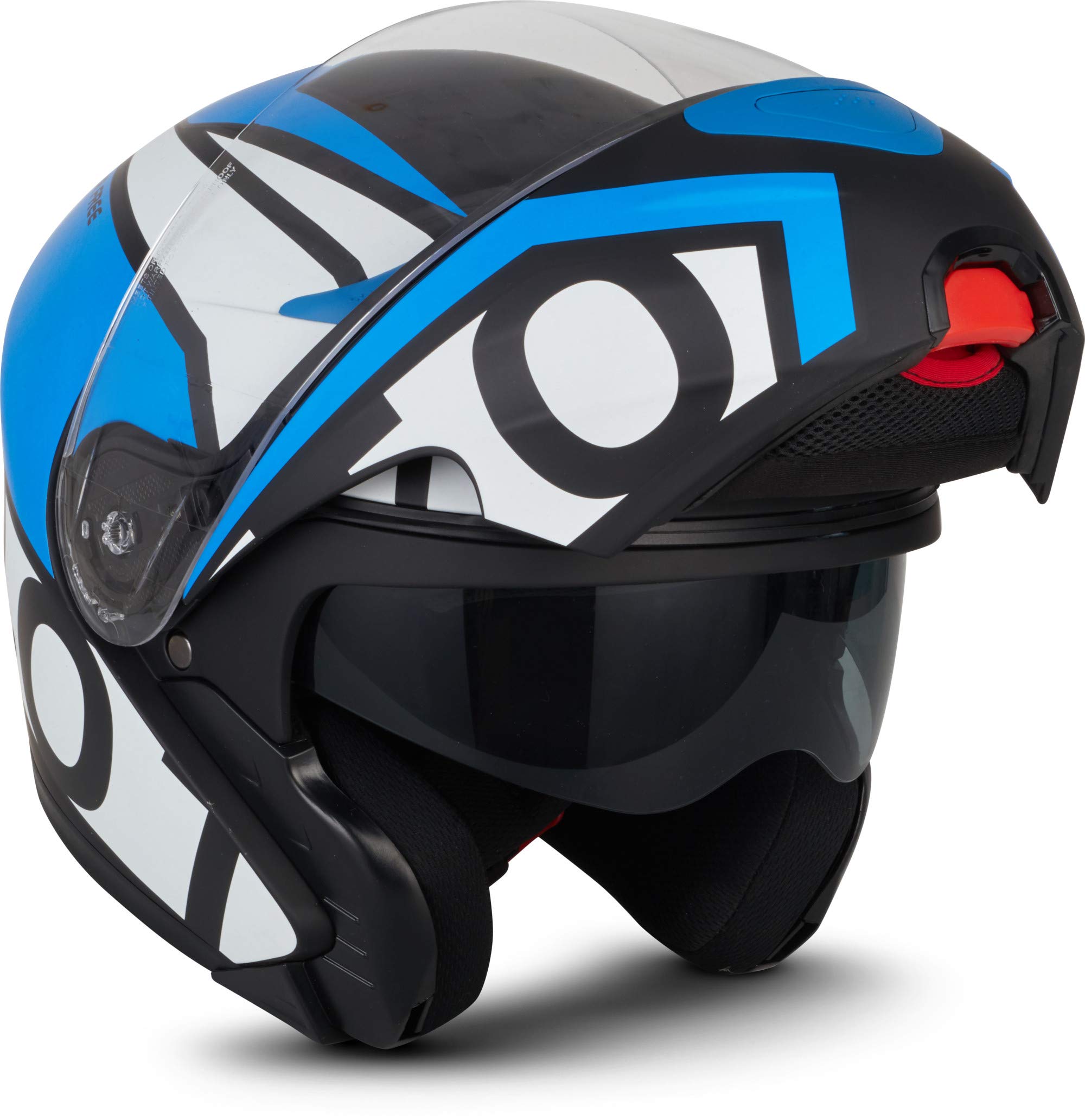 Moto Helmets® F19 „Runner Blue“ · Motorrad-Helm · Klapp-Helm Modular-Helm Flip-up Integral-Helm Motorrad-Helm Roller-Helm Sport · ECE 22.05 Sonnenvisier Schnellverschluss Tasche S (55-56cm)
