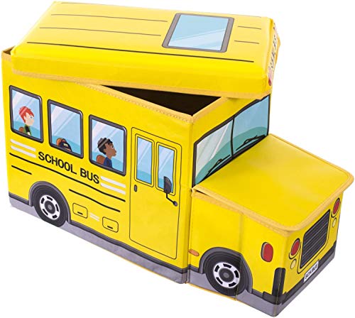 Aufbewahrungsbox mit Deckel faltbar Sitzhocker und Polsterung Spielzeugkiste 46L Aufbewahrungsboxen gelb