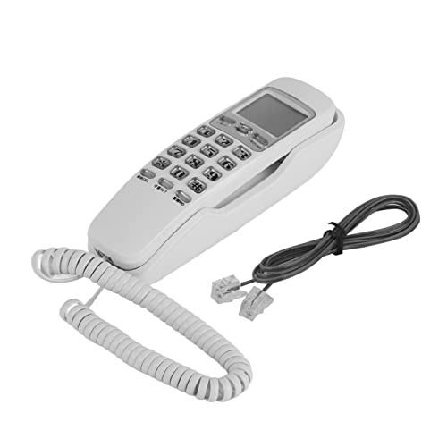 Garsent Wand schnurgebundes Telefon, Kabelgebunden Wandtelefon mit Anrufanzeige für Büro Home (Weiß)