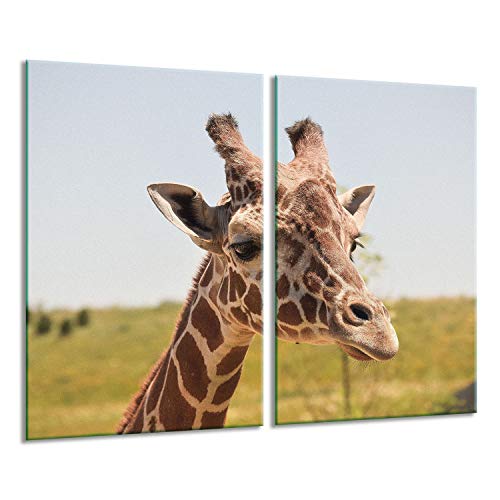 Herdabdeckplatten Ceranfeldabdeckung Spritzschutz Glas 2x30x52 Giraffe