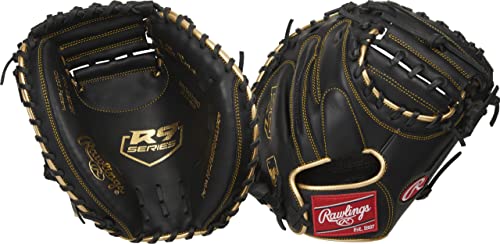 Rawlings Jungen R9CM325BG-3/0 Baseball-Handschuh, 82,5 cm-1 Stück massiv-schwarz/Gold, 32.5 inch