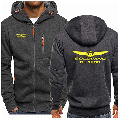 Herren Hoodie Jacken Sweatshirts mit durchgehendem Reißverschluss - Goldwing Print Leichte Mäntel Dünne Outwear Frühlingsstrickjacke-A2||XL