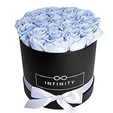 Infinity Flowerbox Large (Schwarz) - 18 echte Premiumrosen in Baby Blue