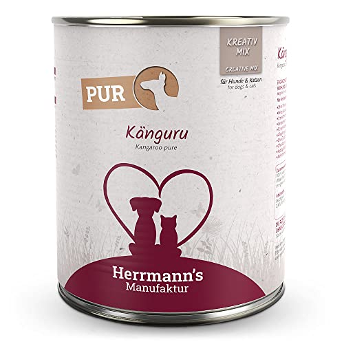 Herrmann's - Kreativ-Mix Känguru | Reinfleisch - 6 x 800g - Nassfutter - Für Hund & Katze