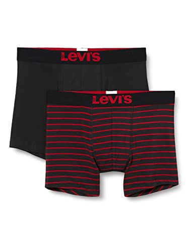 Levi's Herren Levis Men Vintage Stripe YD Boxer 2P Boxershorts, Schwarz (Red/Black 786), Large (Herstellergröße: 030) (2er Pack)