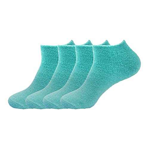 Frauen kleine Super Aloe Infused Fuzzy Nylon Socken (4 Paar) - Solid Aqua