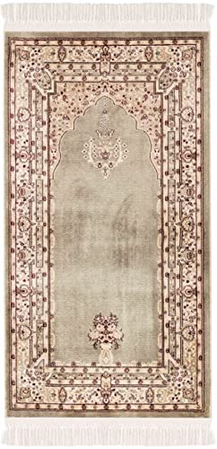carpet city Gebetsteppich - Seccade Namaz - 70x125 cm Grün - Bordüre Mihrab Gebetsmatte mit Fransen - Wand-Dekoration Wohnzimmer - Klassische Teppiche Kurzflor - Orientteppich