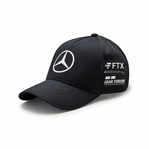 MERCEDES AMG PETRONAS Formula One Team - Offizielle Formel 1 Merchandise Kollektion - Lewis Hamilton 2022 Team Trucker-Mütze - Schwarz - Erwachsene - Einheitsgröße