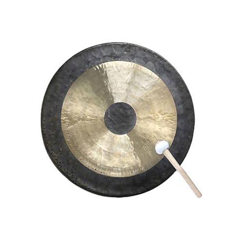 Ptatt Traditionelle chinesische Bronze Chinese Gong, Brass Gong Percussion Instrument Chinesische Windgongs für Klangtherapie, Meditation und Yoga gold-18cm