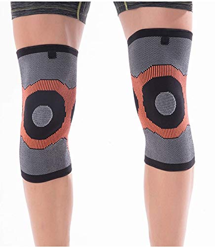 Amashr Nylon Spandex Gestrickte Kompressions-Kniestützklammer Atmungsaktive elastische Kniebandage, Groß (Paar)