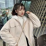 Damen Baumwollwattierte Jacke Plus Samt Verdickung Korean Style Lose Wild Student Harajuku Style Winterjacke-Beige,XL 65-70kg