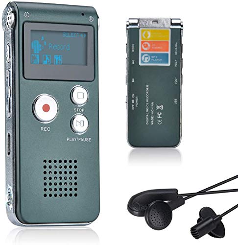 Lychee 8GB LCD Bildschirm Digitales Diktiergerät Aufnahmegerät Sprachaufnahme Audiorekorder Voice Recorder für Studium Konferenzen und Interviews MP3 Player (Grau)