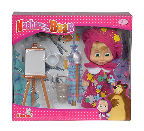 Simba 109302047 - Mascha und der Bär - Mascha Puppe als Malerin