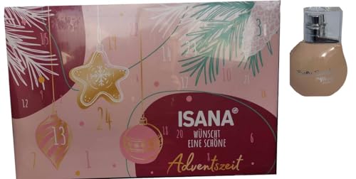 Isana Beauty Adventskalender 2023 * wünscht eine schöne Adventszeit* + 20 ml Betty Barclay Pastel Peach 20 ml EDP + 24 tolle Überraschungen