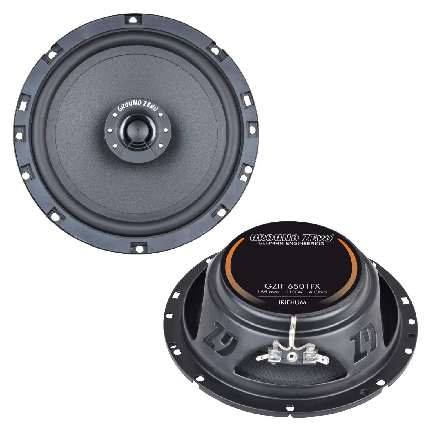 Ground Zero GZIF 6501FX, 2-Wege Koaxial-Lautsprechersystem mit geringer Einbautiefe, 110 Watt max
