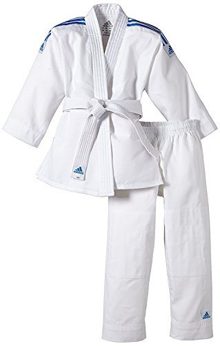 adidas Judo-Anzug Club weiß/Blaue Streifen, J350 (140)
