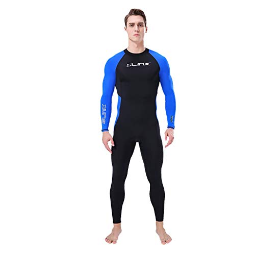 iYmitz Herren Wetsuit 3MM Neoprenanzüge Super Stretch Tauchanzug Schwimmen Surf Schnorcheln Surfanzug(Blau,M)