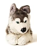 Uni-Toys - Husky grau, liegend - 43 cm (Länge) - Plüsch-Hund, Haustier - Plüschtier, Kuscheltier