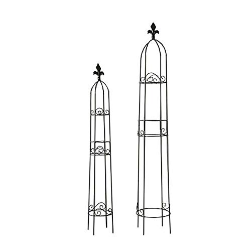 etc-shop 2er Set Rank Gitter Hilfen Garten Obelisk Rosen Turm Säule Terrasse Außen Spalier Eisen schwarz