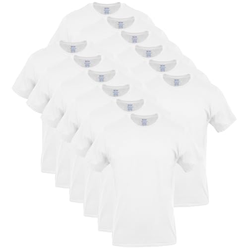 Gildan Herren Crew T-Shirts 12 Pack Unterwäsche, White Multipack, Large (12erPack)