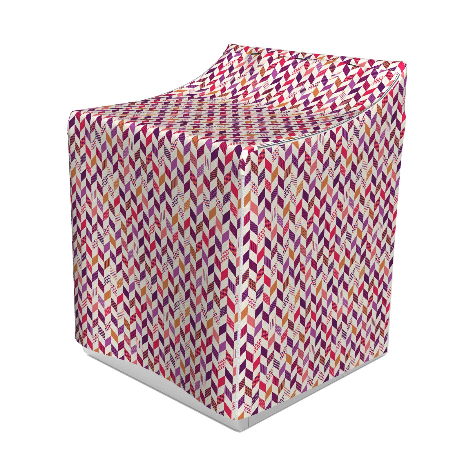ABAKUHAUS Winkel Waschmaschienen und Trockner, Patchwork Design Geometrische Komposition mit Sternen Kreisen und Dreiecken inspiriert, Bezug Dekorativ aus Stoff, 70x75x100 cm, Mehrfarbig