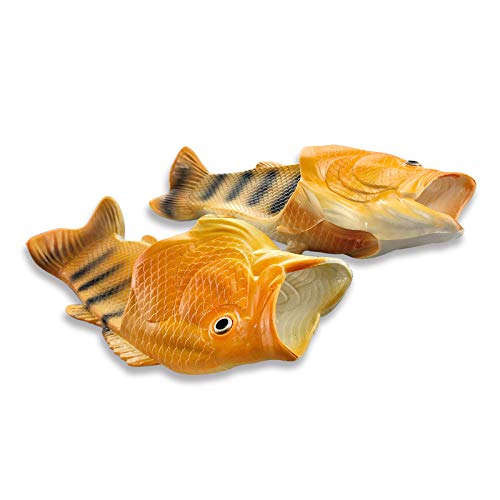 Uniqstore Sandalen Tricky Fisch Hausschuhe Kreative Fisch Stil Strandschuhe Simulation Fisch Strand Hausschuhe für Männer Jungen Grün, Orange - Orange - Größe: 37/37.5 EU
