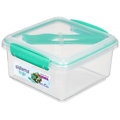 Sistema 2 Stück Lunchbox Plus to Go, großes Fassungsvermögen 1,2 Liter - farblich Sortiert