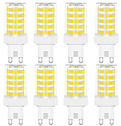 G9 LED Lampe 10W, 800LM, Kaltweiß 6000K, Ersatz 50W-100W G9 Halogenlampe, G9 Sockel, Kein Flackern, Nicht Dimmbar, G9 Glühbirnen für Kronleuchter, Deckenleuchten, Wandleuchten, AC 220-240V, 8er Pack