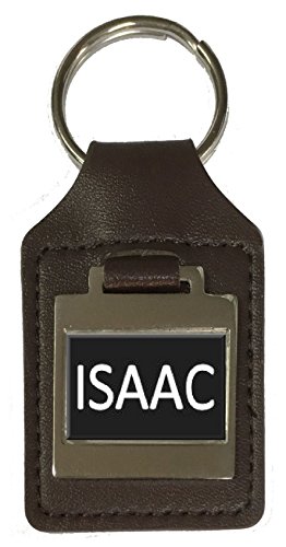 Schlüsselanhänger aus Leder mit Namensgravur - Isaac, silber, Einheitsgröße