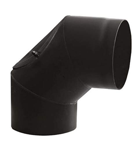 rg-vertrieb Ofenrohr Rauchrohr Kaminrohr Bogen Knie 45° 90° Doppelwandfutter Abgaswärmetauscher Radiator Wandrosette Stahlrohr Schwarz 2mm (150mm, Bogen 90° mit Tür)