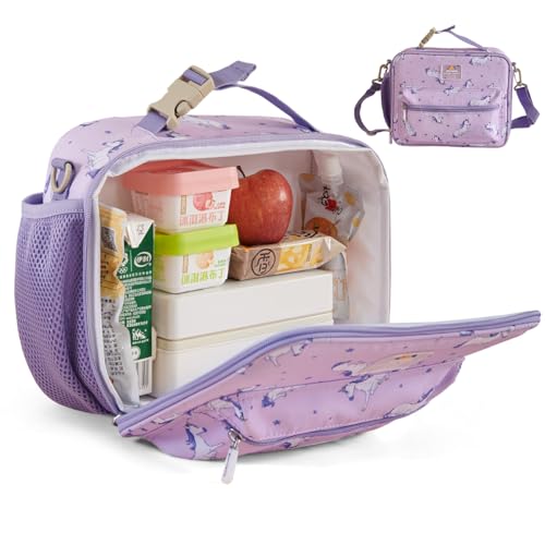 Sunveno Lunchpaket Schule Stück Lunchtasche Thermotasche Kinder Lunchbag Für Kinder Picknicktasche Wiederverwendbare Lunchtasche，26 * 21 * 10 Lila