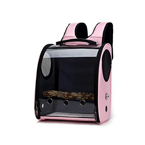 XIGAWAY Haustier-Rucksack für Hunde und Katzen, für Papageien, Vögel, Reisetasche, Raumkapsel, transparenter Rucksack, atmungsaktiv für Reisen, Wandern, Wandern und Outdoor (Pink)