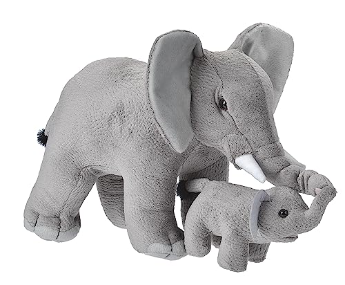 Wild Republic Mom and Baby Elefant, Großes Kuscheltier, 38 cm, Geschenkidee für Kinder, Kuscheltier mit Baby, Riesen-Stofftier aus recycelten Wasserflaschen