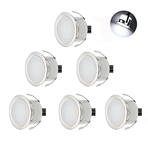 6er Set Ø30mm 0.6W Boden Einbaustrahler 12V Deckenspots 9LM Terrassenbeleuchtung Außen IP67 Wasserdichte LED Bodenleuchten Treppen Beleuchtung Set Kaltes Weiß