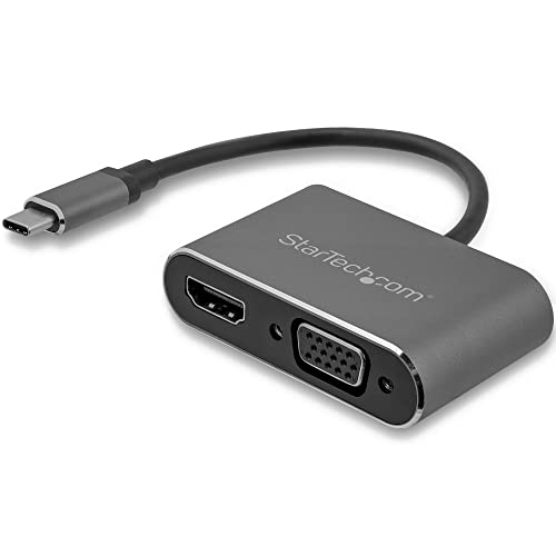Startech.Com Adatattore USB-C a VGA + HDMI 2 in 1. 4K 30Hz, Grigio Siderale, Convertitore USB Tipo C Con Cavo Integrato da 15 cm