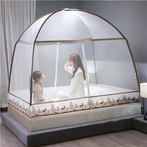 BTAISYDE Pop-up-Moskitonetz-Zeltdach für Betten, Freistehendes Zelt für Camping, mit Vollständig Geschlossenem Netzboden, Faltbares Tragbares Design,G,1.5M