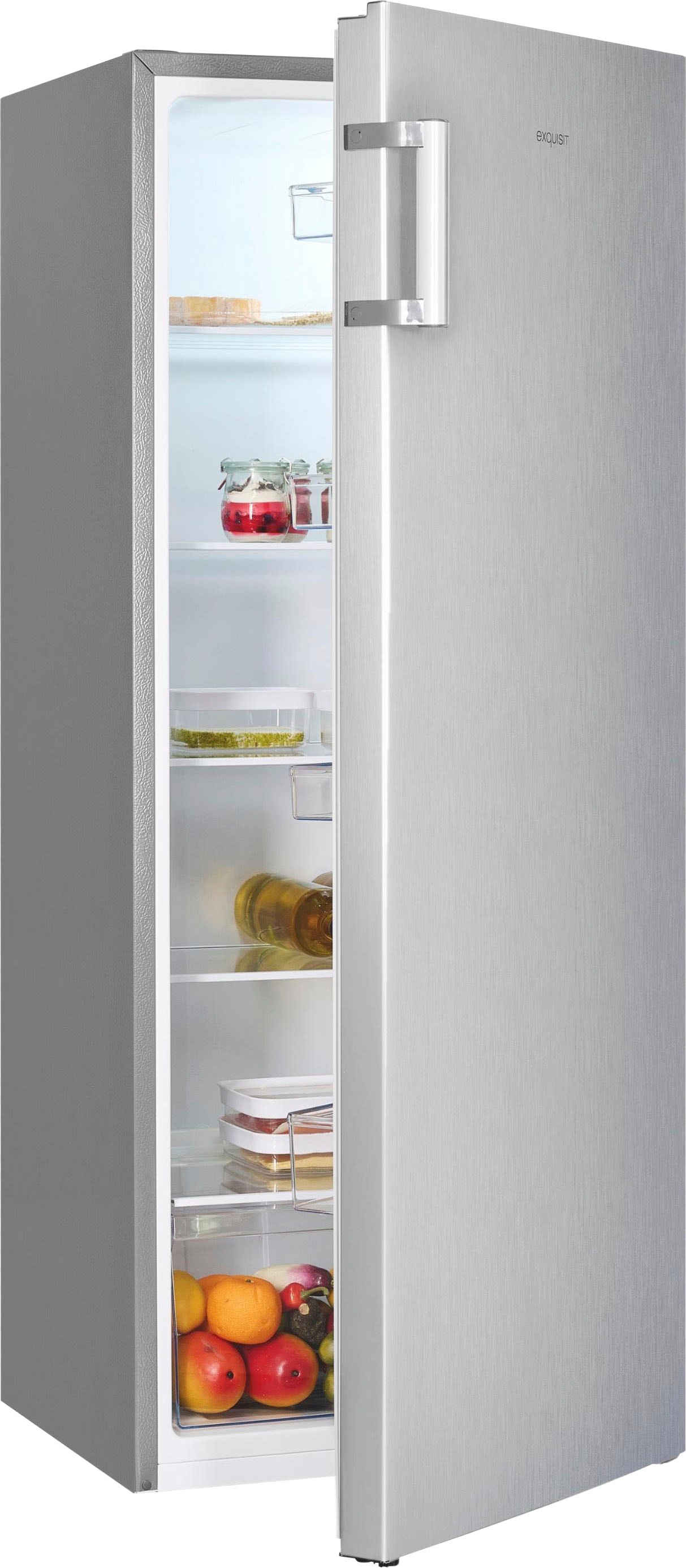Exquisit Vollraumkühlschrank KS320-V-H-010E inoxlook | Kühlschrank ohne Gefrierfach freistehend 242 L Volumen | Vollraumkühlschrank ohne Gefrierfach