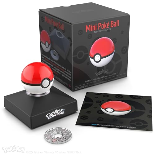 The Wand Company Mini Poké-Ball Authentische Replik - Realistischer, elektronischer, druckgegossener Poké-Ball mit Display-Ständer Lichtfunktionen - Offiziell lizenziert von Pokémon