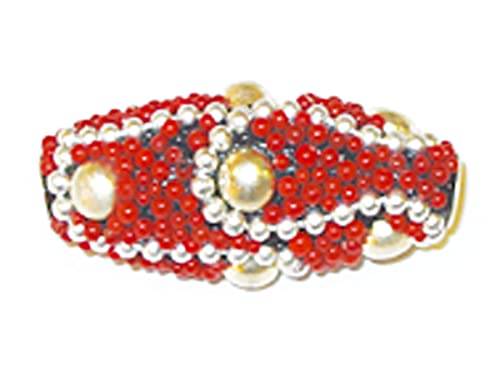 Metallperle mit Aluminium innen und eingebetteten Teilen roten Fass mit Perlen 15 x 35 mm. 50u.