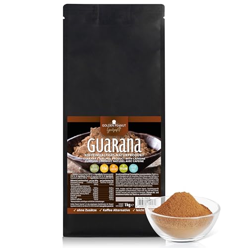 GOLDEN PEANUT Guarana Pulver 1 kg - ohne Zusätze, geprüfte Premium Qualität, allergenfrei, glutenfreie natürliche Kaffeealternative