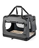 lionto Hundetransportbox faltbar für Reise & Auto, 101x69x70 cm, stabile Transportbox mit Tragegriffen & Decke für Katzen & Hunde bis 25 kg, robuste Hundebox aus Stoff für klein & groß, grau
