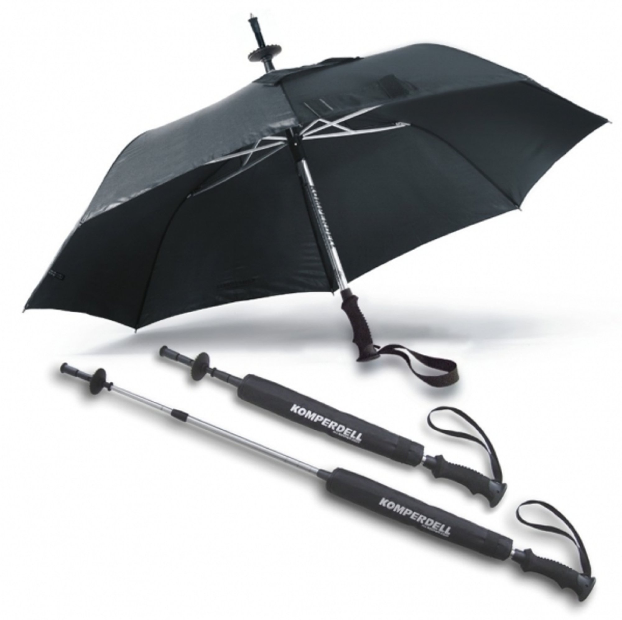 EuroSCHIRM Unisex – Erwachsene Komperdell Stock/Schirm, schwarz, 72 cm